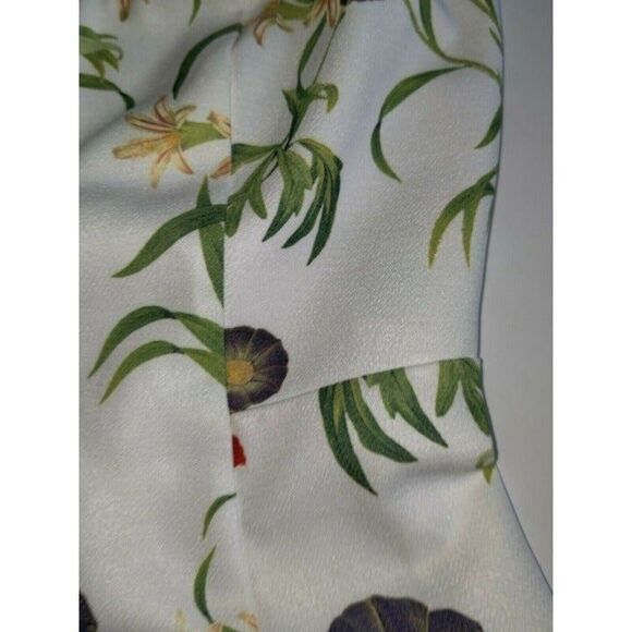 Forever21 Floral‎ Cap Sleeve Fit & Flare Dress White Green Womens Size Small - Picture 8 of 12